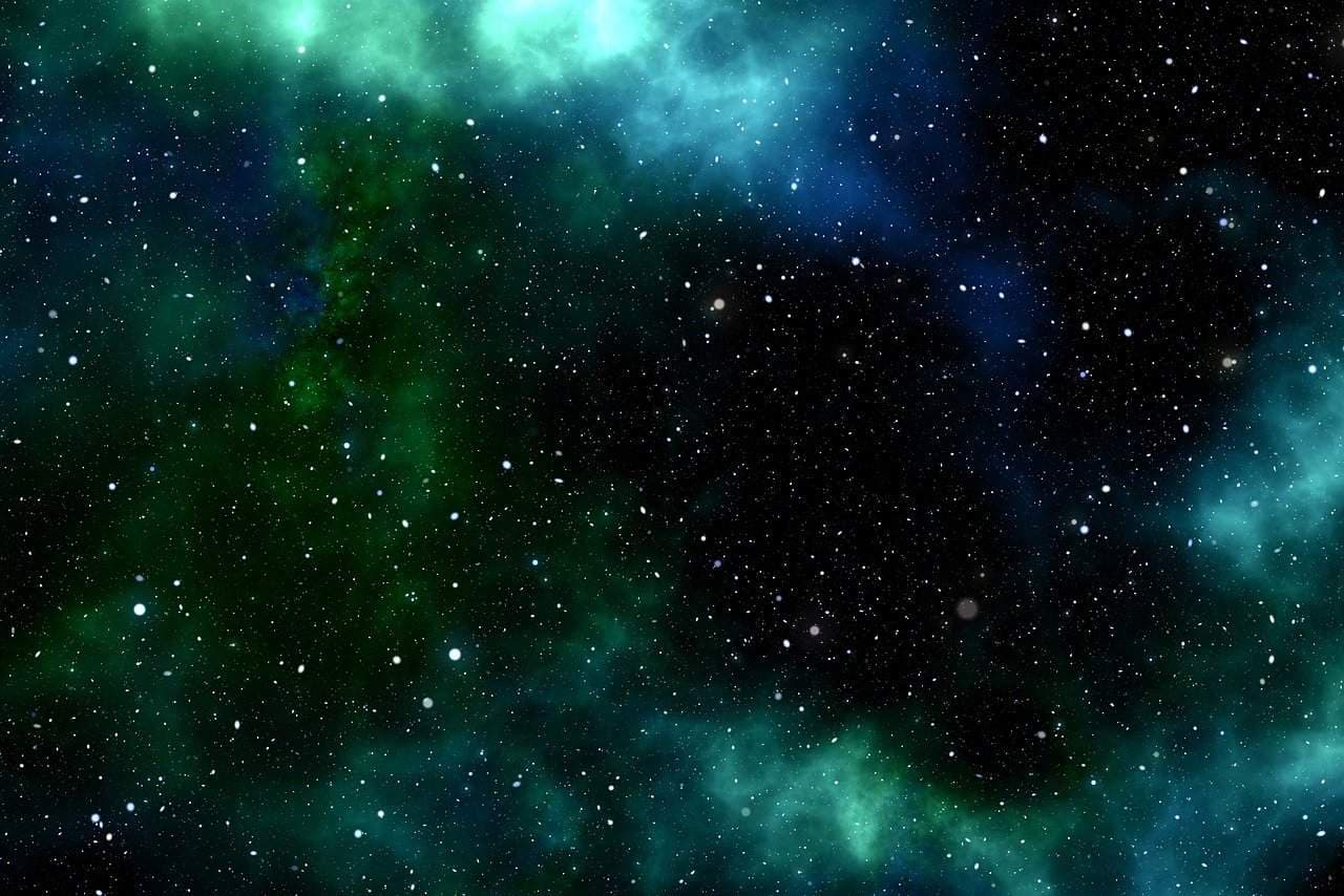 Stars with blue and green aurora